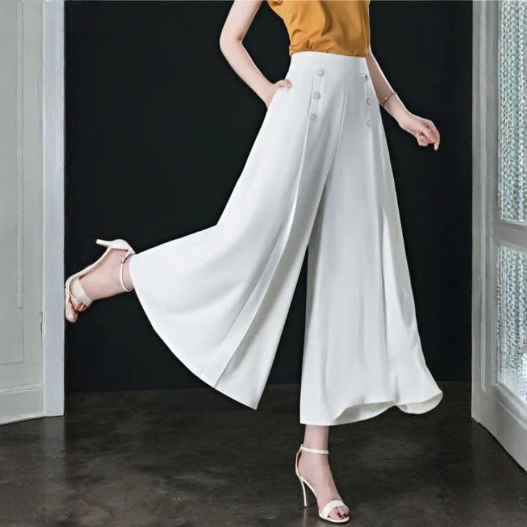 Pantalon Efecto Falda Blanco